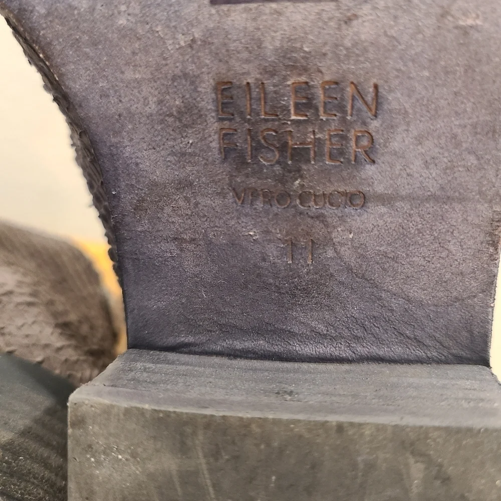 Eileen Fisher Tuck Graphite Snakeskin Embossed Booties